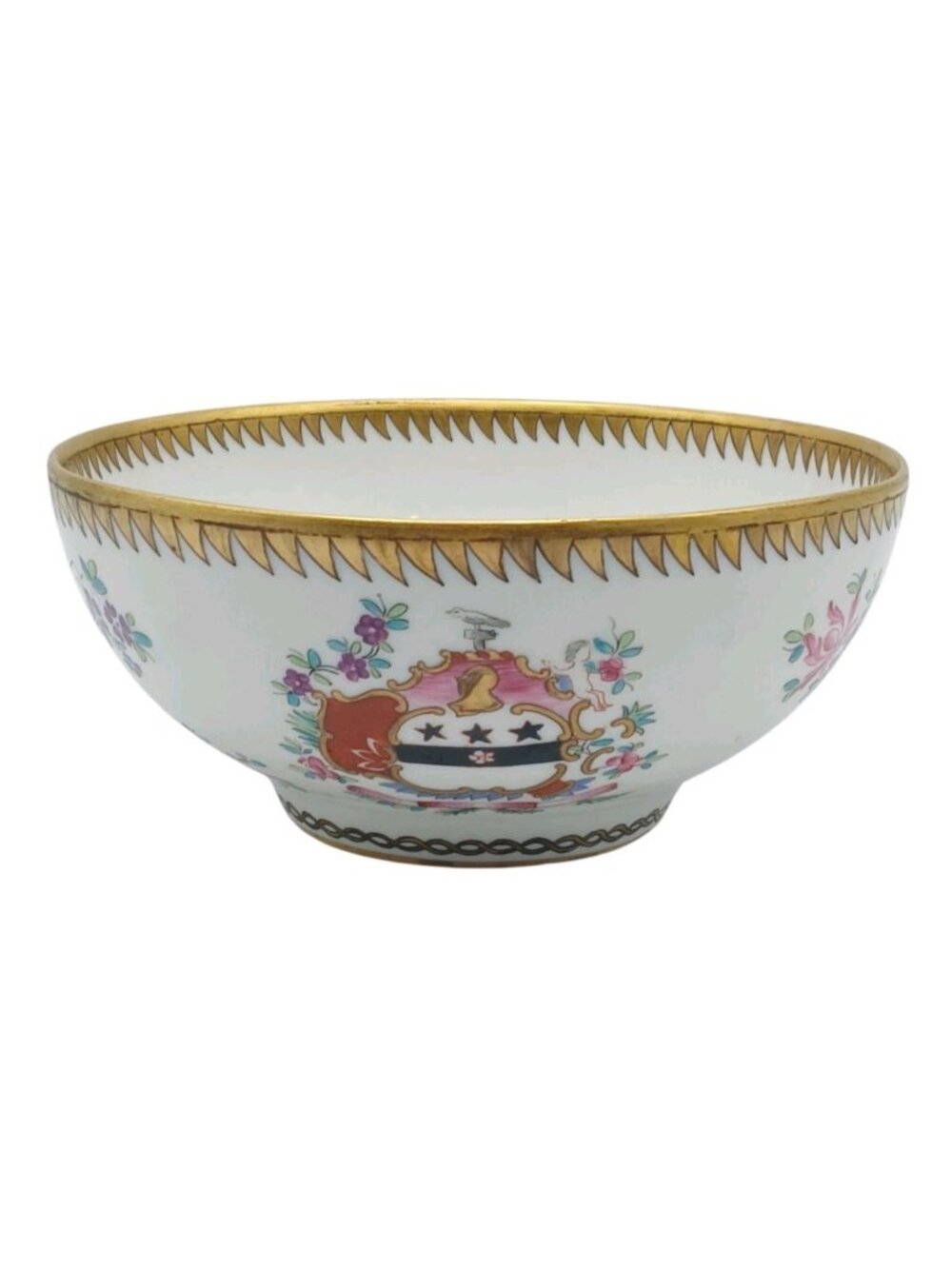 Porcelaine de Paris Armorial Floral Bowl Hand Painted Porcelain 6 3/8"